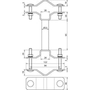DEHN - Zubehör/Ersatzteile für Erdung und Blitzschutz Befestigungsschelle BSCD40DS95D45.65 V2A f. Rohre D 40mm