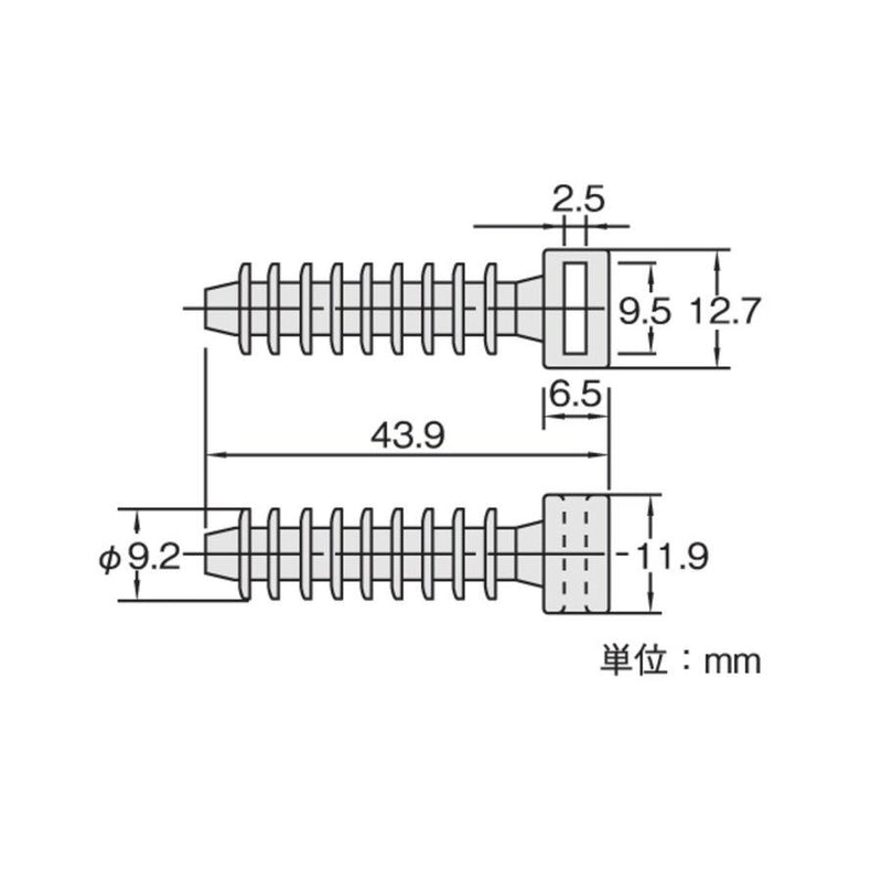 HellermannTyton - Befestigungssockel und -element für Kabelbinder Wanddübel LOK01-N66-BK-C1 − 100 Stück