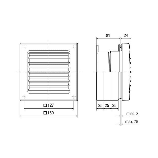 Maico - Zubehör/Ersatzteile für Ventilatoren Fenstereinbausatz FE 100/1 SG m.fest.Außenklappe