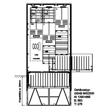 GSAB Elektrotechnik - Zähler-Komplettschrank Zähleranschlußsäule 08.88.1P2V5 eon Hanse 2 Zähler