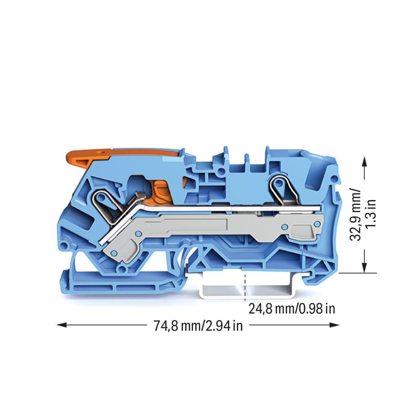 WAGO - Durchgangs-Reihenklemme 2-Leiter-Durchgangsklemme 2106-1204 6qmm, blau − 25 Stück
