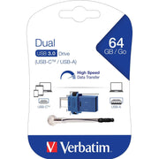 Verbatim - Speichermedium digital USB-Stick 64GB 3.0 49967 Typ A/C, Dual Drive