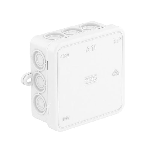 OBO Bettermann - Dose, Gehäuse für Montage auf der Wand/Decke Kabelabzweigkasten A 11 HF RW 85x85x40, PE, rw