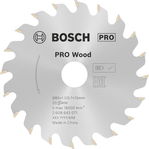 Bosch - Kreissägeblatt PRO Wood Kreissägeblatt, 2608643071 85 x 1.1 x 15 mm