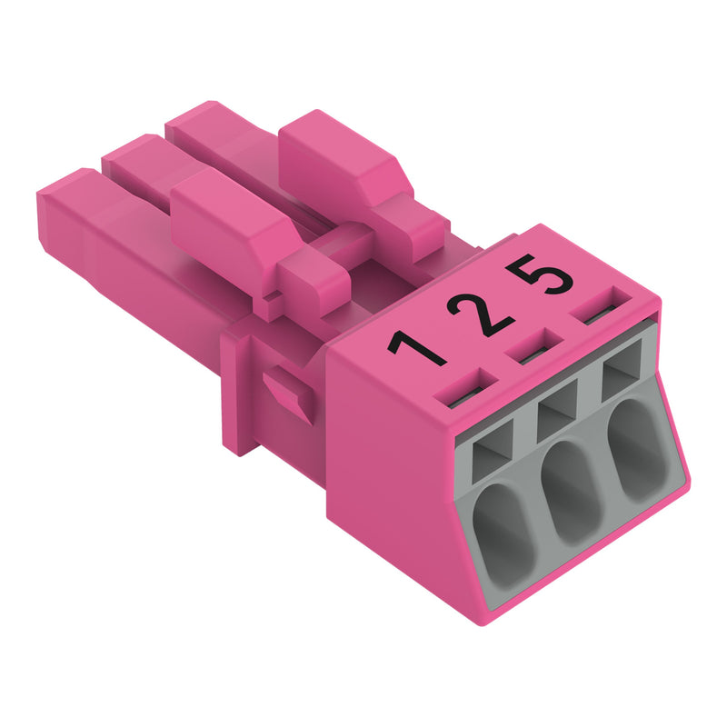 WAGO - Steckverbinder für steckbare Gebäudeinstallation Buchse 3-polig 890-283/081-000 Kod. B,pink − 50 Stück