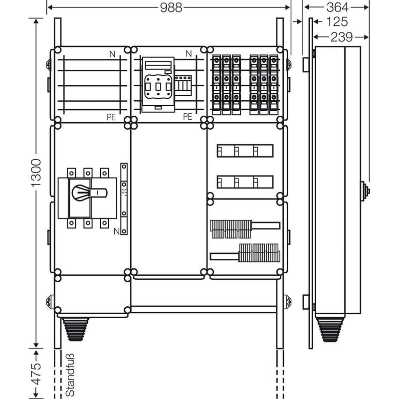 Hensel - Verteilerschrank für Energieversorgung Ladeverteiler Mi EV 11kW 6101 f.6 Ladep. a 11kW