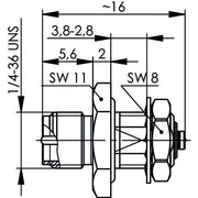 Telegärtner - Koax-Kupplung Einbauadapter R-SMA/U.FL 100024822 50Ohm (F-Revers./M) − 5 Stück