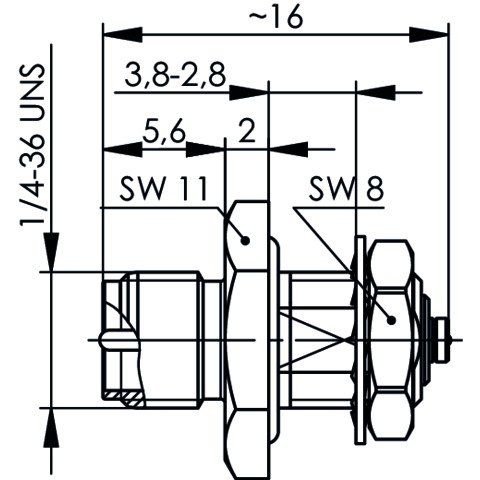 Telegärtner - Koax-Kupplung Einbauadapter R-SMA/U.FL 100024822 50Ohm (F-Revers./M) − 5 Stück