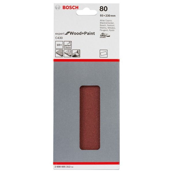 Bosch - Schleifpapier/Schleifvlies Schleifblatt C430, 93 x 2608605312 230 mm 80 ungelocht