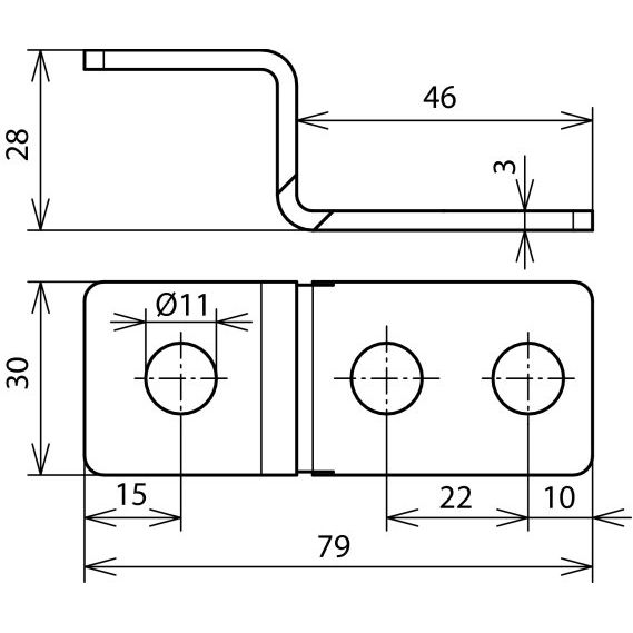 DEHN - Verbinder für Blitzschutz Endstück Z-Form St/tZn ES ZF 3XB11 STTZN m. 3 Bohr. D11mm