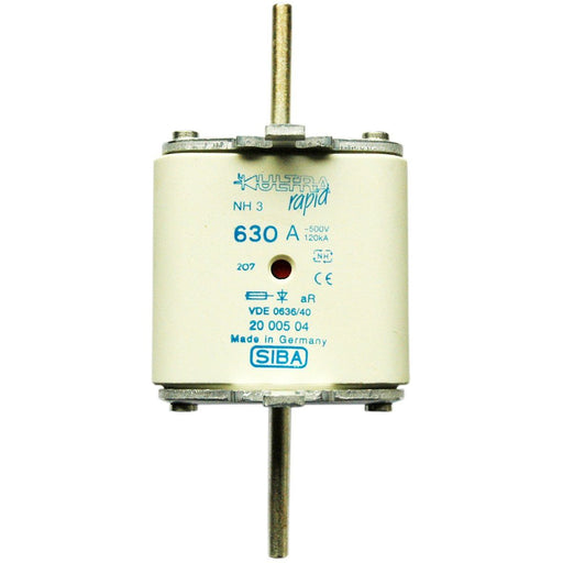 Siba - Messersicherung NH-Sicherungseinsatz 2000504.630 630A NH3/2 aR 500V − 3 Stück