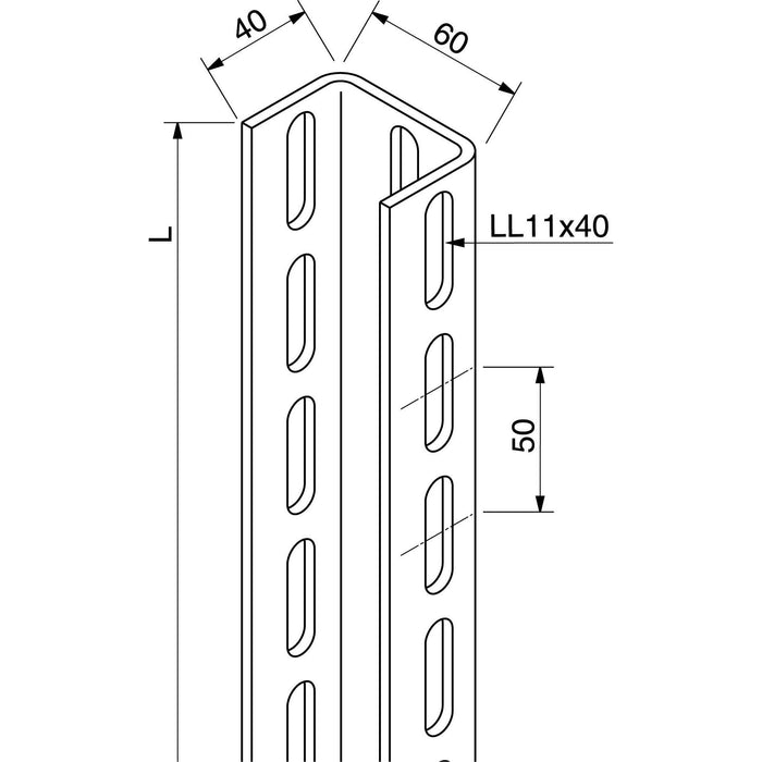 Rico - Stiel/Profilschiene U-Profil 16A7-4500 60x40 4500mm lg. − 1 Stück
