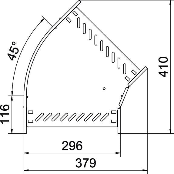 OBO Bettermann - Bogen für Kabelrinne Bogen 45 Grad RB 45 130 FT 110x300 tauchfeuerv