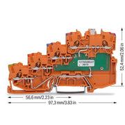 WAGO - Initiator/Aktor-Reihenklemme 3-Leiter-Initiatorenklemme 2000-5477/1102-953 LED grün − 15 Stück