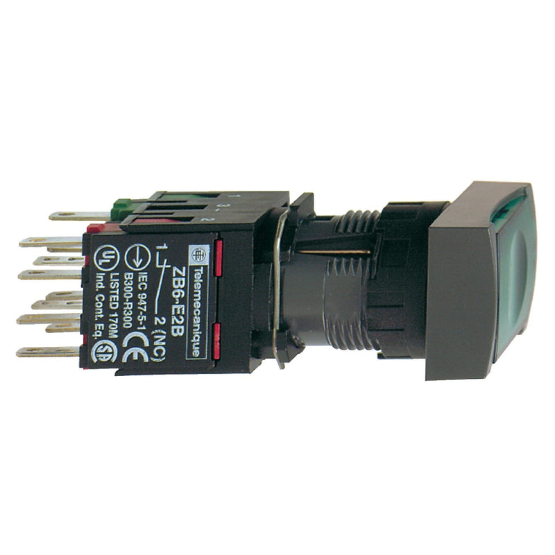 Schneider Electric - Drucktaster, Komplettgerät Leuchtdrucktaster, grün XB6DF3B1B m. Rast., 24V, 1S