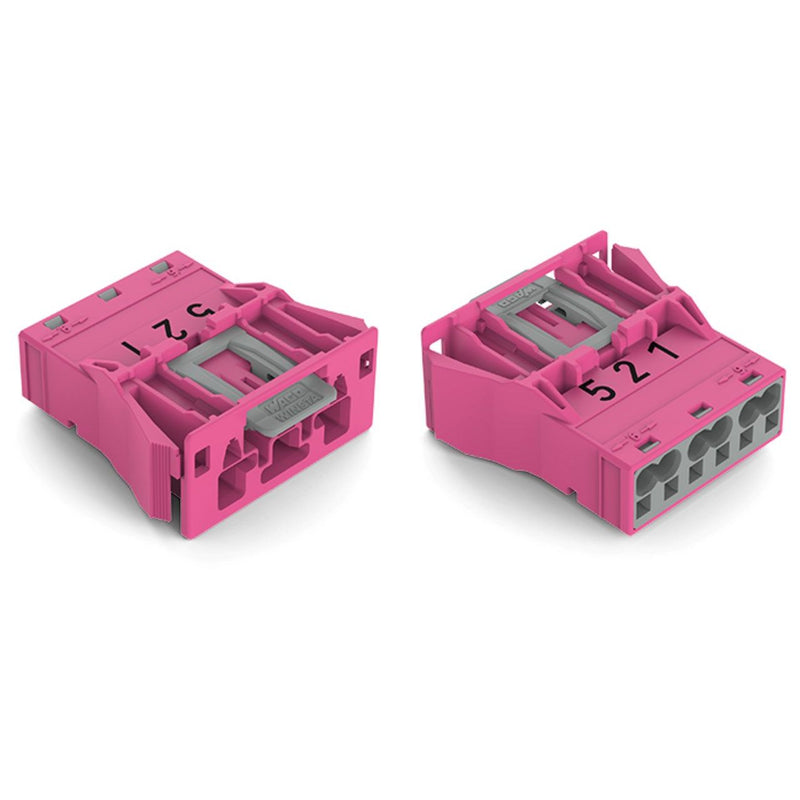 WAGO - Geräteanschluss für steckbare Gebäudeinstallation Snap-In-Stecker 770-793/081-000 3-polig,Kod. B,pink − 100 Stück