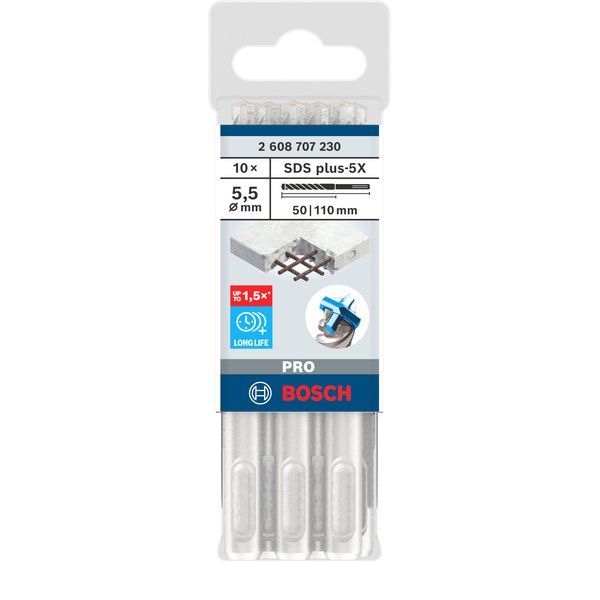 Bosch - Bohrer PRO SDS plus-5X 2608707230(VE10) Hammerbohrer 5,5 x