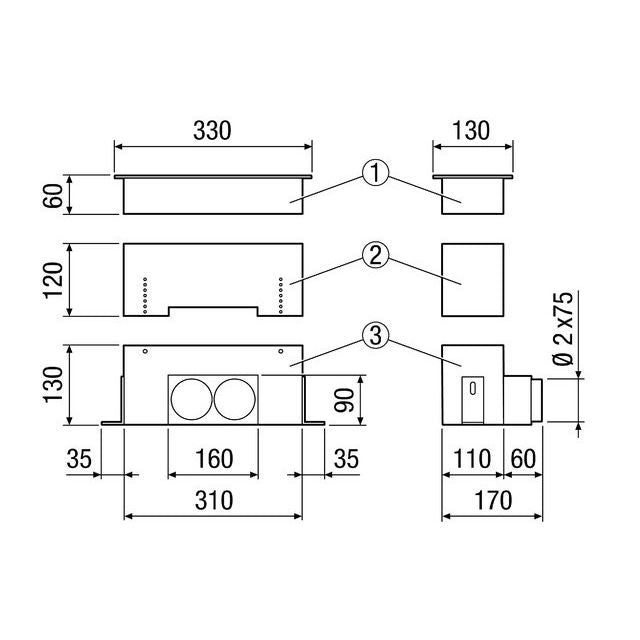 Maico - Außenluftgitter Fußboden-/Wandauslass MF-FBWA 75