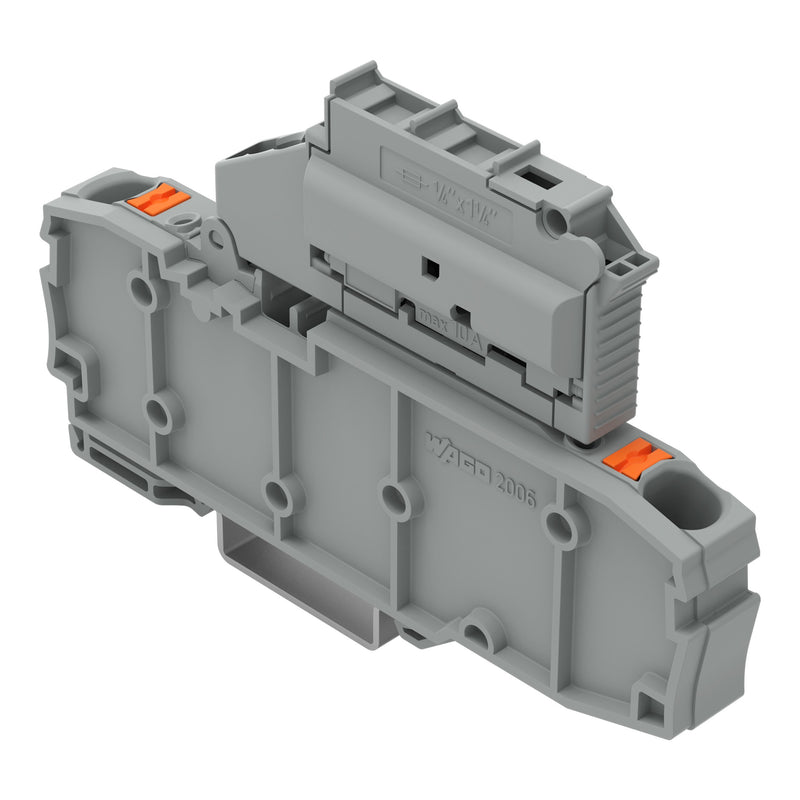 WAGO - Sicherungs-Reihenklemme 2-Leiter-Sicherungsklemme 2206-1631/099-000 grau − 25 Stück