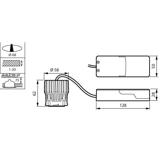 Philips Lighting - Lichttechnisches Zubehör/Ersatzteile für Leuchten LED-Einbaustrahler RS155Z MOD #94109099 830, dim. − 1 Stück
