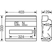 Hensel - Installationskleinverteiler KV 90-Automatengehäuse KV 9118 M 18TE IP65 metr.Vorpr