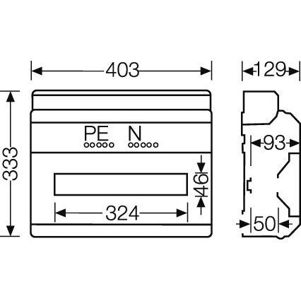 Hensel - Installationskleinverteiler KV 90-Automatengehäuse KV 9118 M 18TE IP65 metr.Vorpr − 1 Stück
