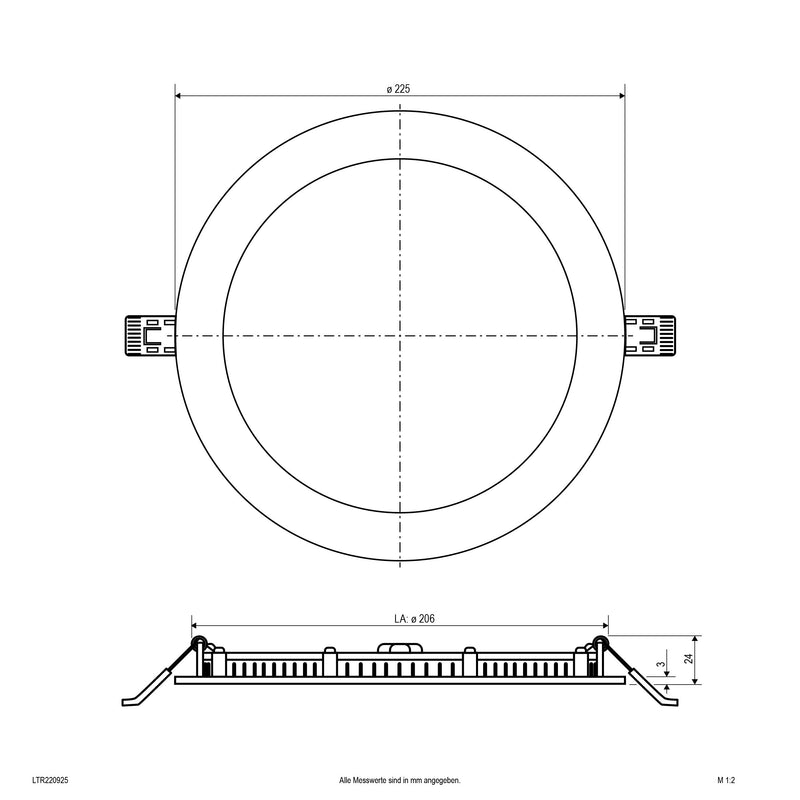 EVN Lichttechnik - Decken-/Wandleuchte LED-Einbaupanel LTR220925