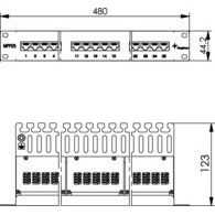 Telegärtner - Patchpanel Kupfer 19" ISDN-Panel 25-Port MPPISDN 25-H kurz 1HE, RAL7035