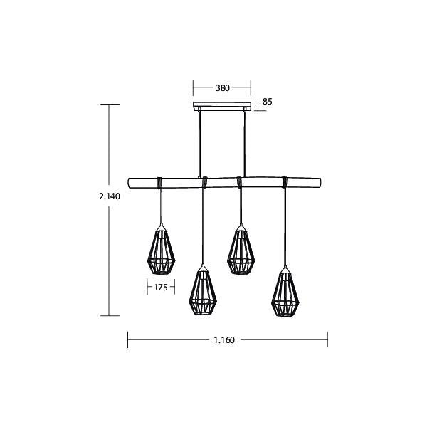 Brumberg Leuchten - Decken-/Wandleuchte Pendelleuchte 4x E27 57405080