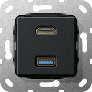 Gira - Einsatz/Abdeckung für Kommunikationstechnik UP Tragring HDMI und USB A 567810 swma Gender Changer