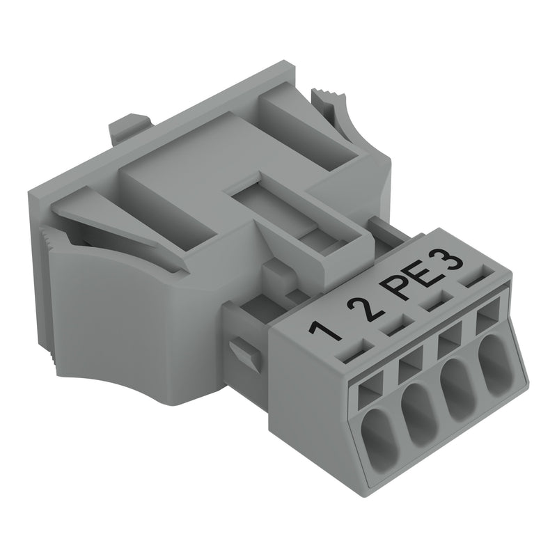 WAGO - Geräteanschluss für steckbare Gebäudeinstallation Snap-In-Stecker 890-754/062-000 4-polig,Kod. B,grau − 50 Stück