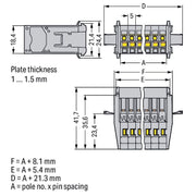 WAGO - Ein- und mehrpolige Klemmenleiste 1-Leiter-Stiftleiste 769-607/005-000 CAGECLAMP,4mm²,gr − 25 Stück