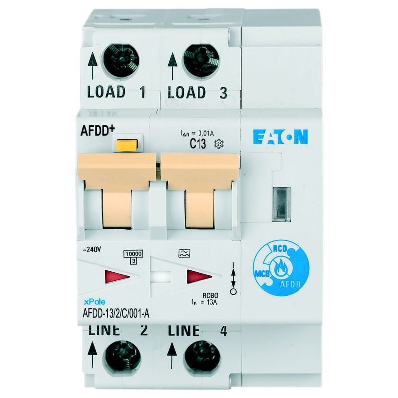 Eaton - Kombination FI-Schalter/Leitungsschutzschalter mit Zusatzeinrichtung Brandschutzschalter AFDD-13/2/C/001-A 2polig, C13A, 10mA