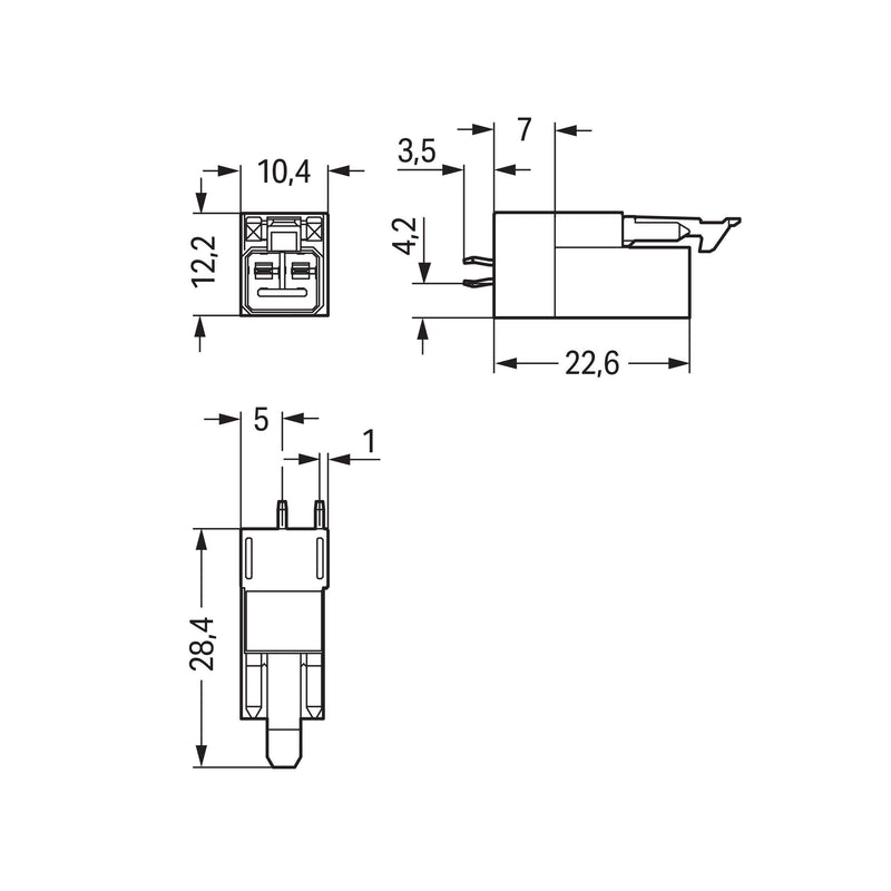 WAGO - Leiterplattensteckverbinder Stecker für Leiterplatten 890-812 2-polig,schwarz − 100 Stück