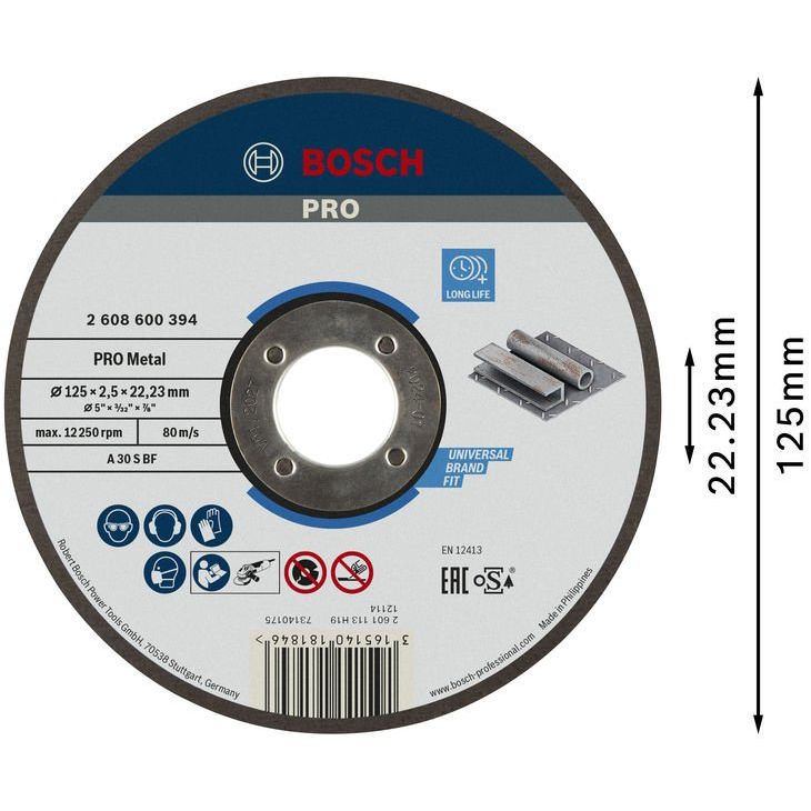 Bosch - Trenn-/Schleifscheibe PRO Metal Trennscheibe, 2608600394 125 x 2.5 x 22.23 mm − 25 Stück