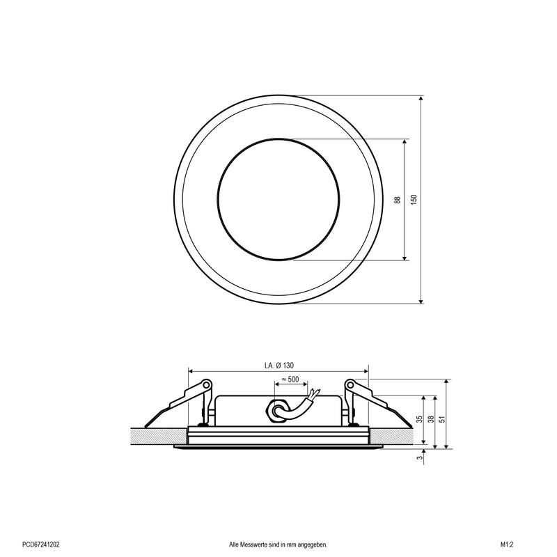 EVN Lichttechnik - Downlight/Strahler/Flutlicht LED-Deckeneinbauleuchte PCD67241202 IP67