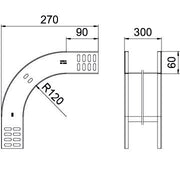 OBO Bettermann - Bogen für Kabelrinne Vertikalbogen 90Grad RBV 630 F FS 60x300mm − 1 Stück
