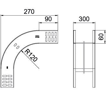 OBO Bettermann - Bogen für Kabelrinne Vertikalbogen 90Grad RBV 630 F FS 60x300mm − 1 Stück