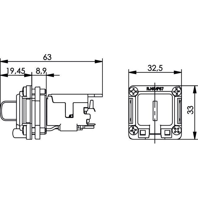 Telegärtner - Modularer Steckverbinder Einbauflansch IP67 100022952 mit AMJ-Modul Cat.6