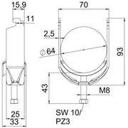 OBO Bettermann - Bügelschelle BS-N1-M-64 FT 58-64mm − 50 Stück