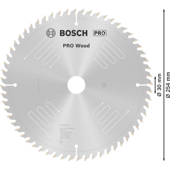 Bosch - Kreissägeblatt PRO Wood Kreissägeblatt, 2608641765 254 x 3,2 x 30 mm