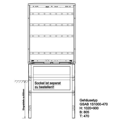 GSAB Elektrotechnik - Anschlussschrank Normkabelverteilerschrank 1S1000-470K HxBxT:1020x805x470