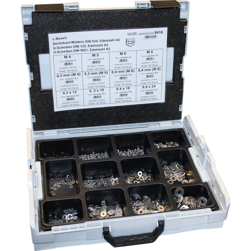 Dresselhaus - Sortimentskasten Befestigungmaterial Sortimo L-Boxx 4499/000/06 8416 kompl. Edelstahl A2