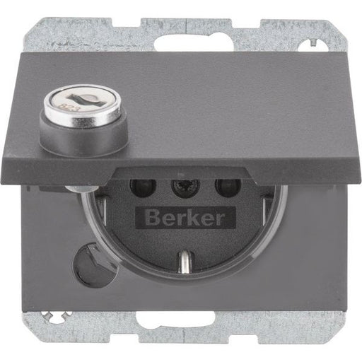 Berker - Steckdose SCHUKO-Steckdose anth/mt 47637006 Steckklemme, Schloss