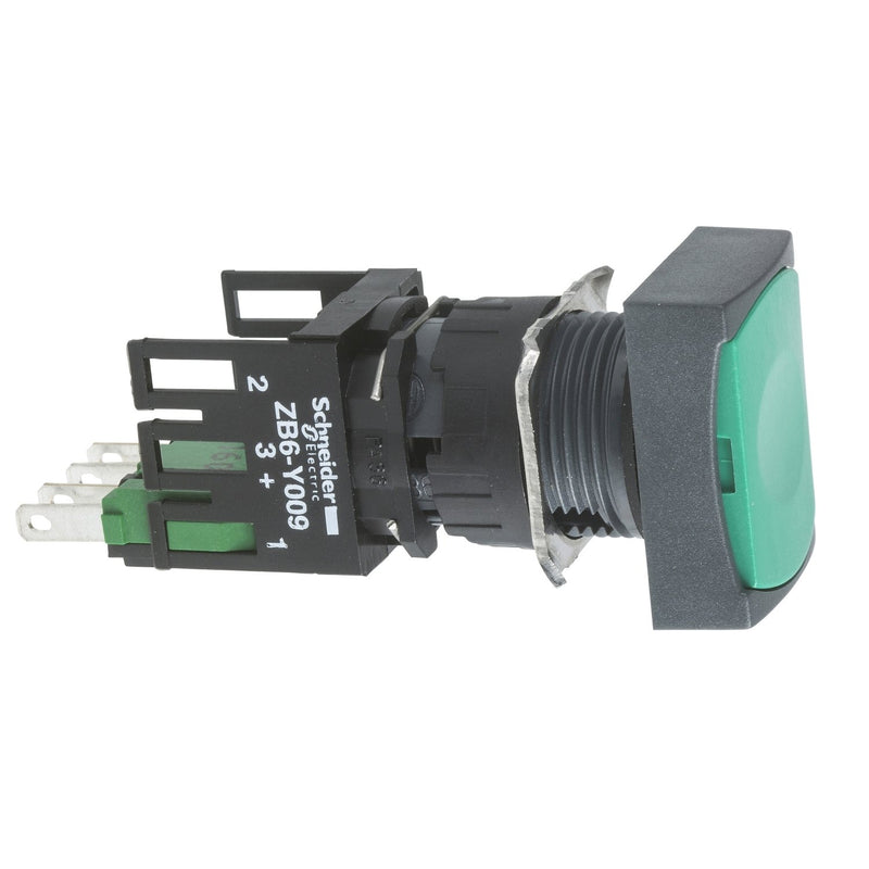 Schneider Electric - Drucktaster, Komplettgerät Drucktaster, grün XB6DA35B o. Rastung, 1S+1Ö