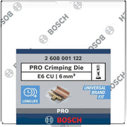 Bosch - Einsatz für Presswerkzeug Kabelschuhe/Verbinder, Aderendhülsen, Schirmanschluss PRO Presseinsatz, E6 CU, 2608001122 6 mm², Kupfere