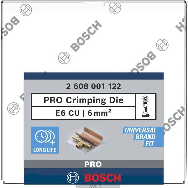 Bosch - Einsatz für Presswerkzeug Kabelschuhe/Verbinder, Aderendhülsen, Schirmanschluss PRO Presseinsatz, E6 CU, 2608001122 6 mm², Kupfere