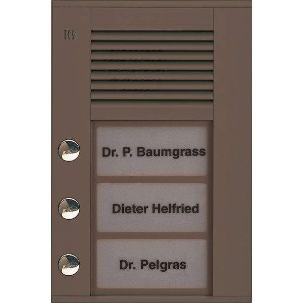 TCS Tür Control - Türstation für Türkommunikation Audioaußenstation1-reihig PDS03-EB/04 3 Tasten AP bronze