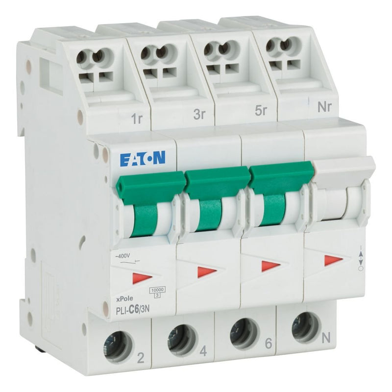 Eaton - Leitungsschutzschalter PLI-C6/3N C 6A, 3p+N Steckkl