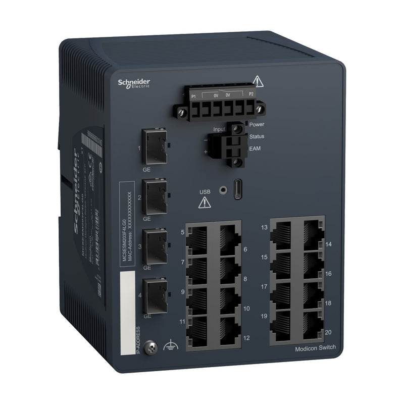 Schneider Electric - Netzwerk Switch Modicon Managed Switch MCSESM203F4LG0 16 Ports Kupfer